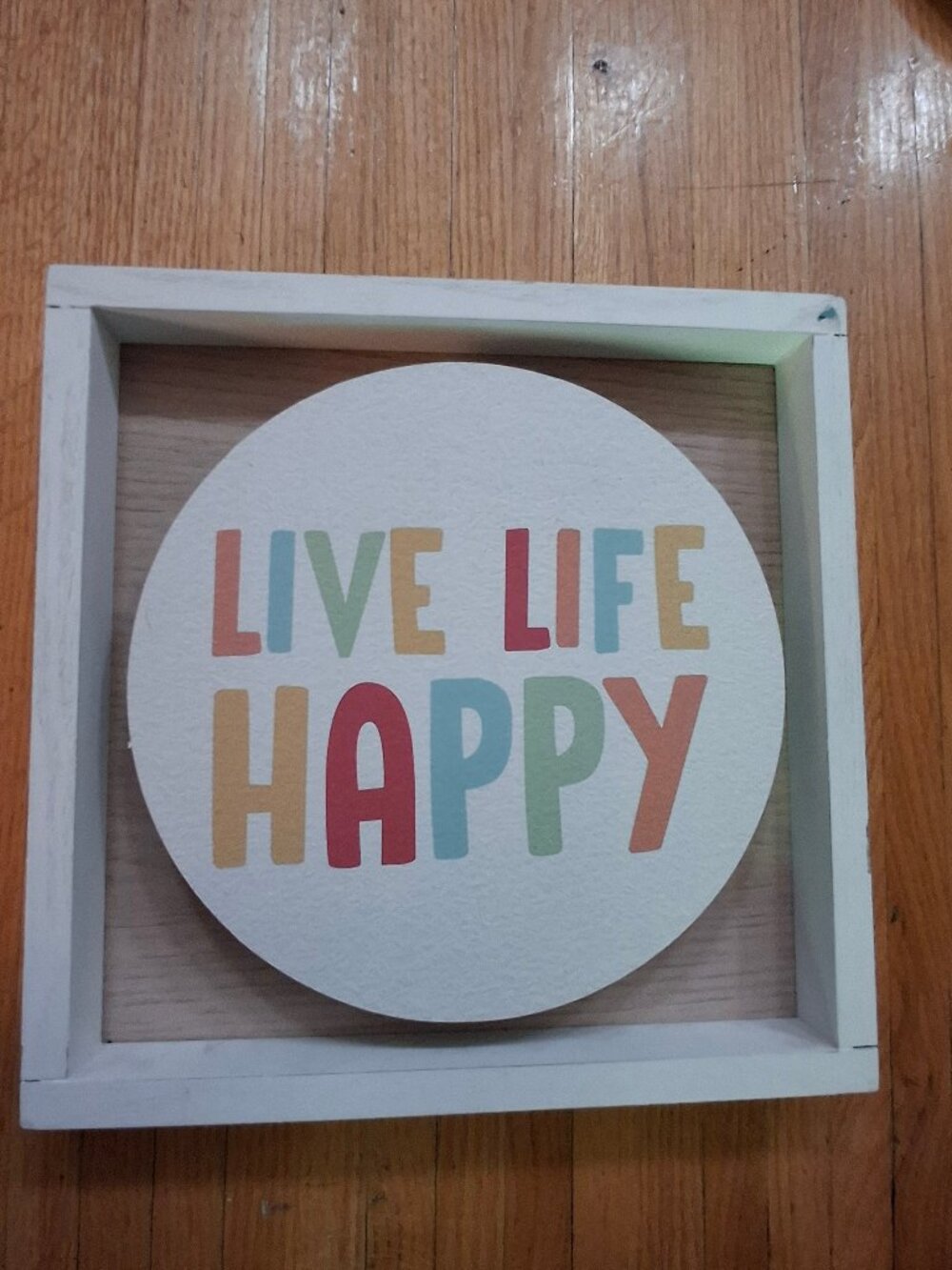 Live Life Happy Wall Picture Wood 2D Box Frame 10" x 10"